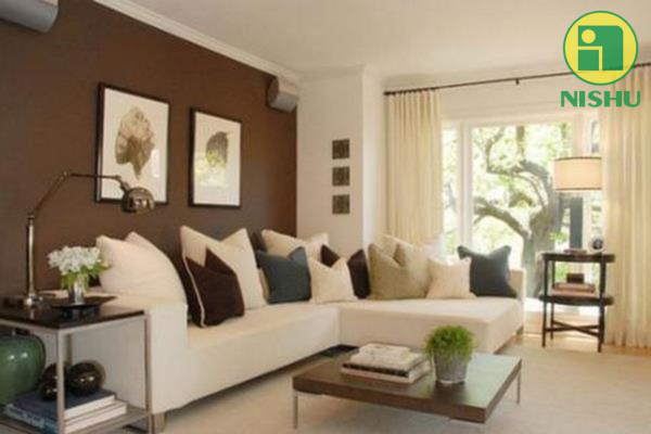 sơn nội thất với gam màu nâu đậm