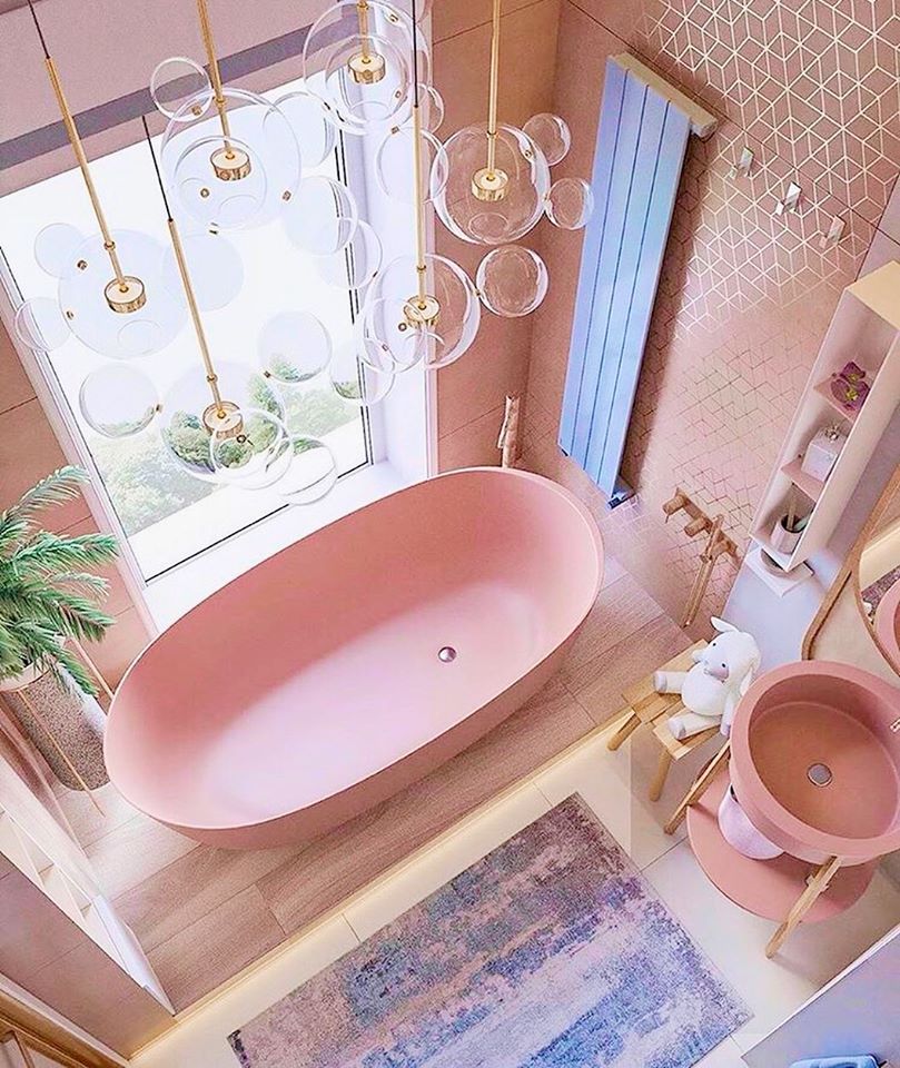 Sơn phòng tắm với màu hồng