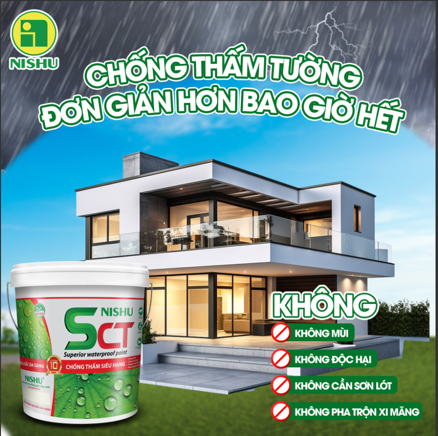 Sơn chống thấm tường đa màu Nishu SCT