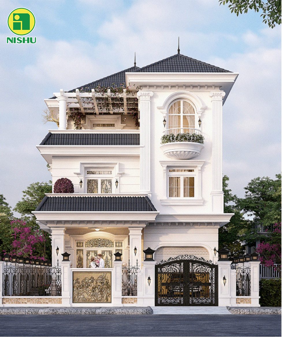 Sơn ngoại thất màu trắng với nishu