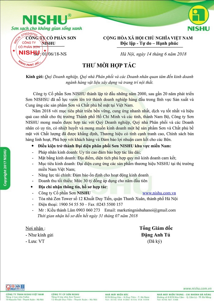 thư mời hợp tác